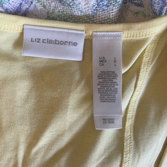 Liz Claiborne cute top, pale yellow, size L from smoke free home - Picture 3 of 3